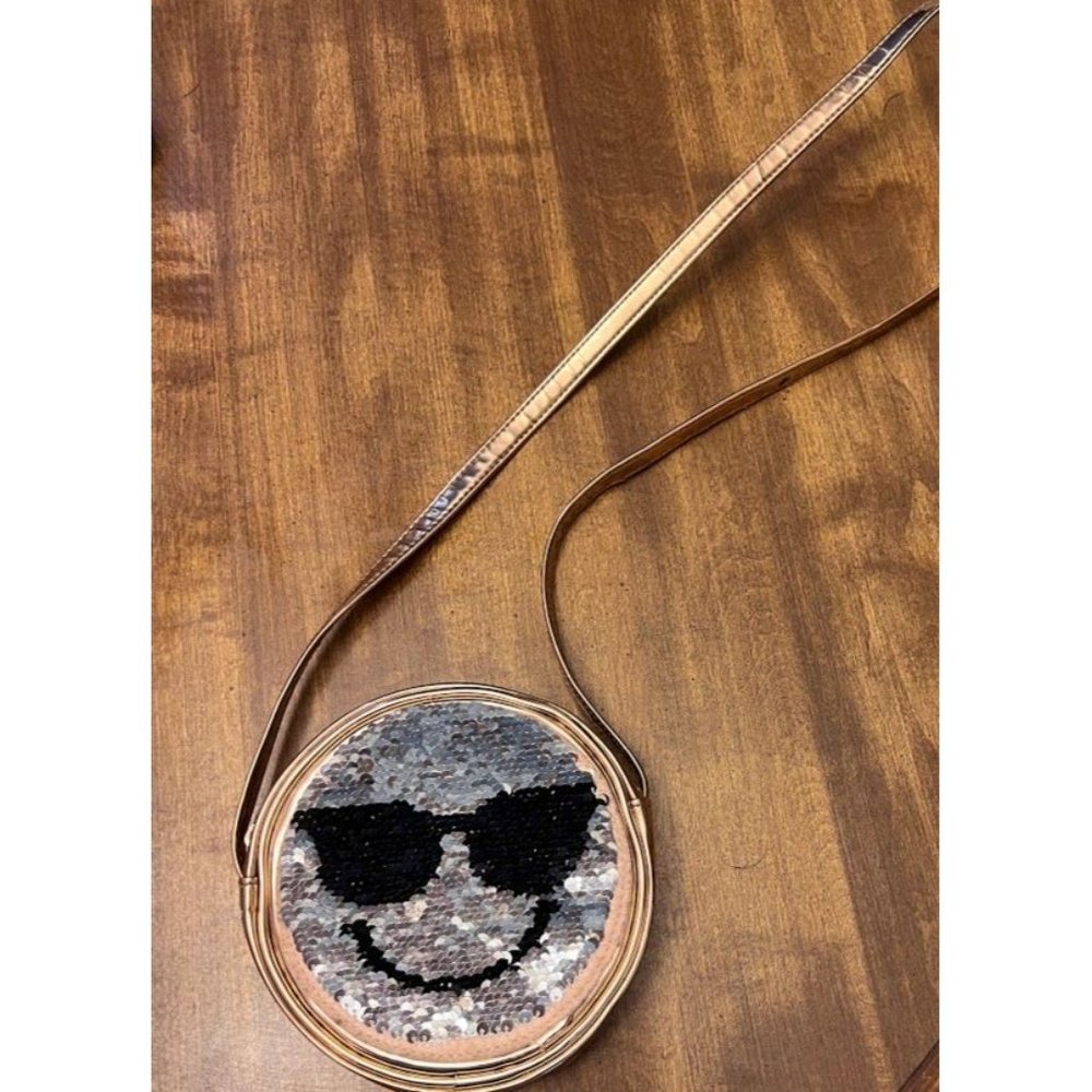 Fun Emoji Flip Sequins Round Crossbody Bag- Two Looks